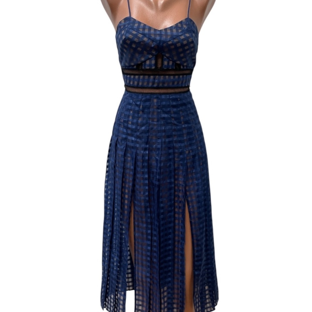Elegant Blue Mesh Women's Dress
